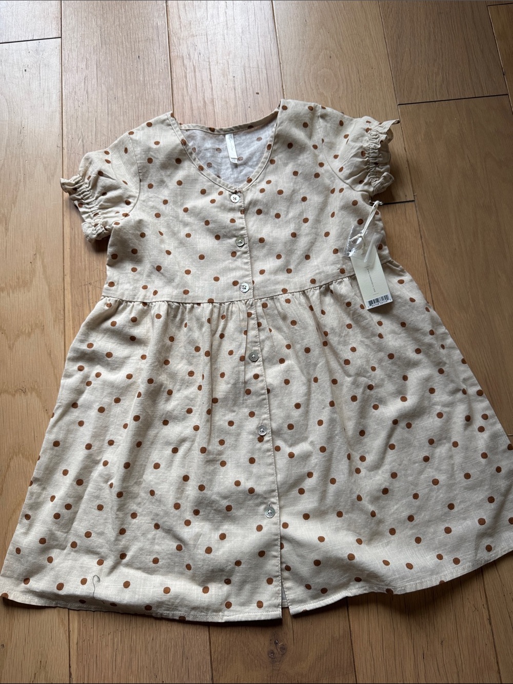 Rylee + Cru Cream Dress with Brown Polka Dots